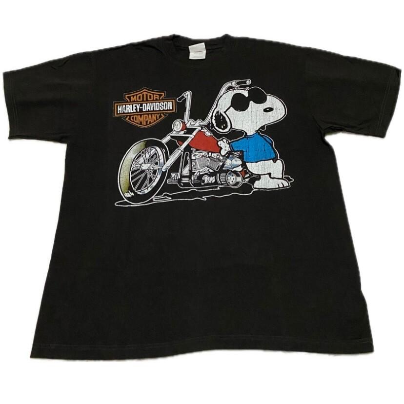 HARLEY DAVIDSON Peanuts Snoopy Parody Motorcycle Bad Boys Ride XL Shirt REPRINT Unisex T-Shirt L