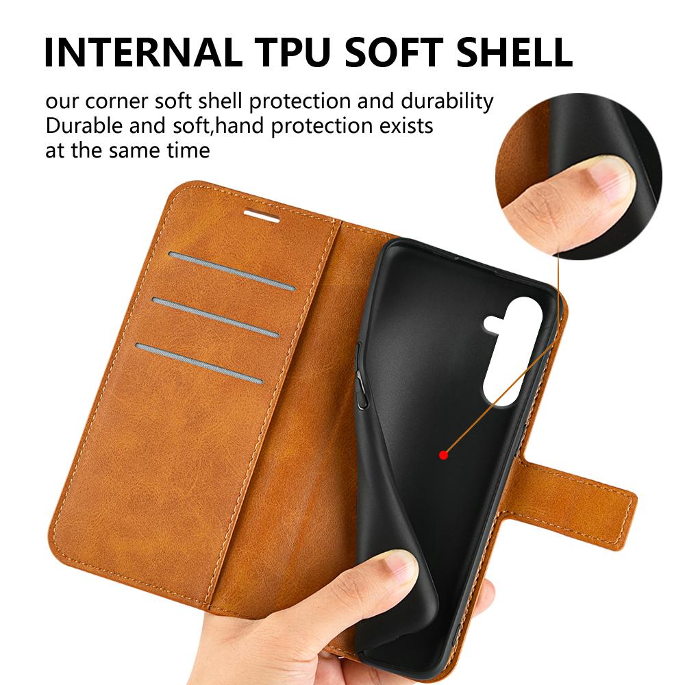 For Samsung Galaxy A16 5G/A16 4G Stand Case Anti-Scratch Calf Texture Leather Phone Cover