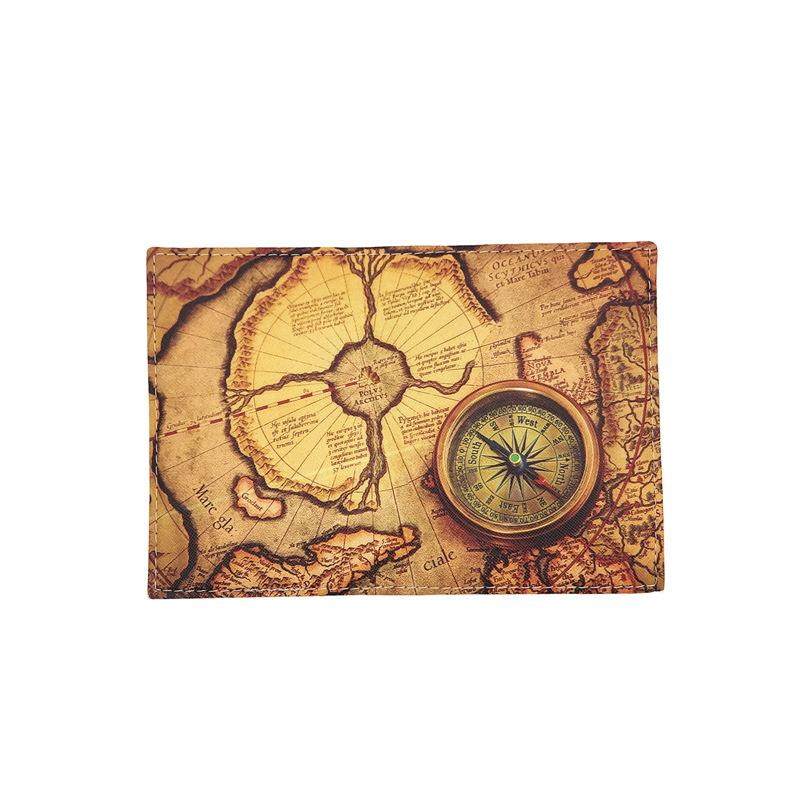 

Creative Retro Nautical Map Pattern Passport Holder Men Travel Passport Cover ID Credit Card Holder Women Thin PU Leather Wallet