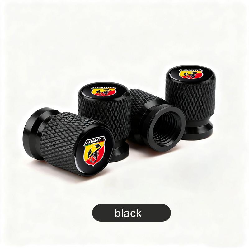 4Pcs Car Tire Valve Stems Cap Aluminum Tyre Wheel Stem Air Valve Cover Airdust For Abarth 695 595 competizione 124 Spider PUNTO чёрный