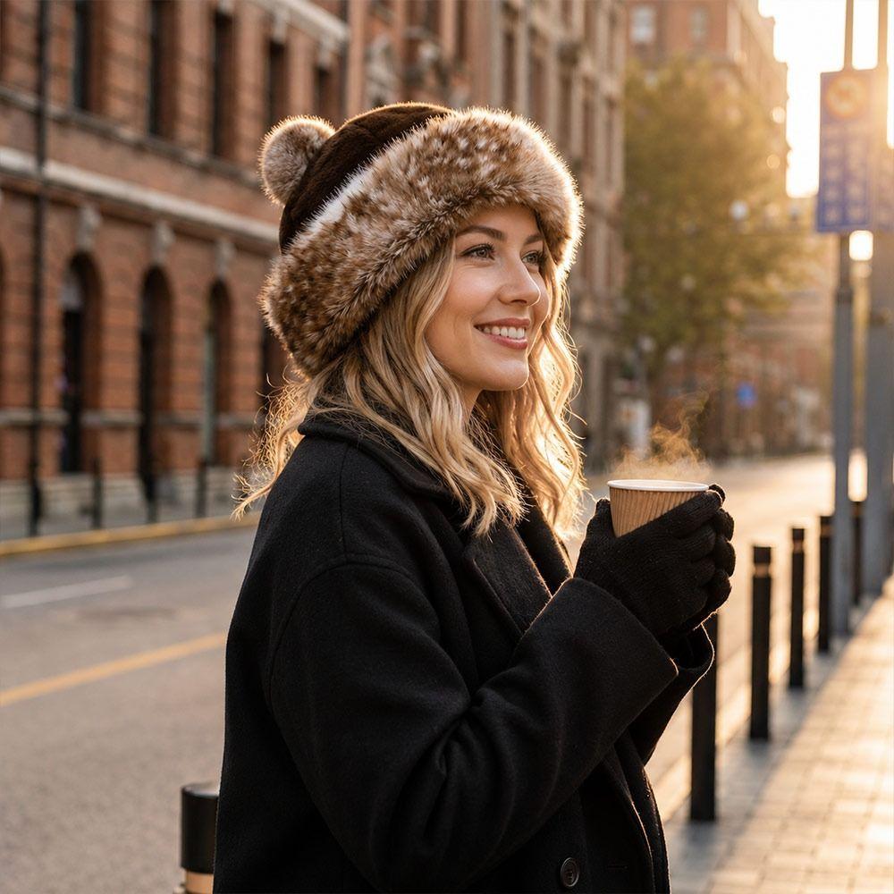 Thicken Fleece Winter Hat Ear Protection Hooded Beanie Fashion Fluffy Panama Hat for Women