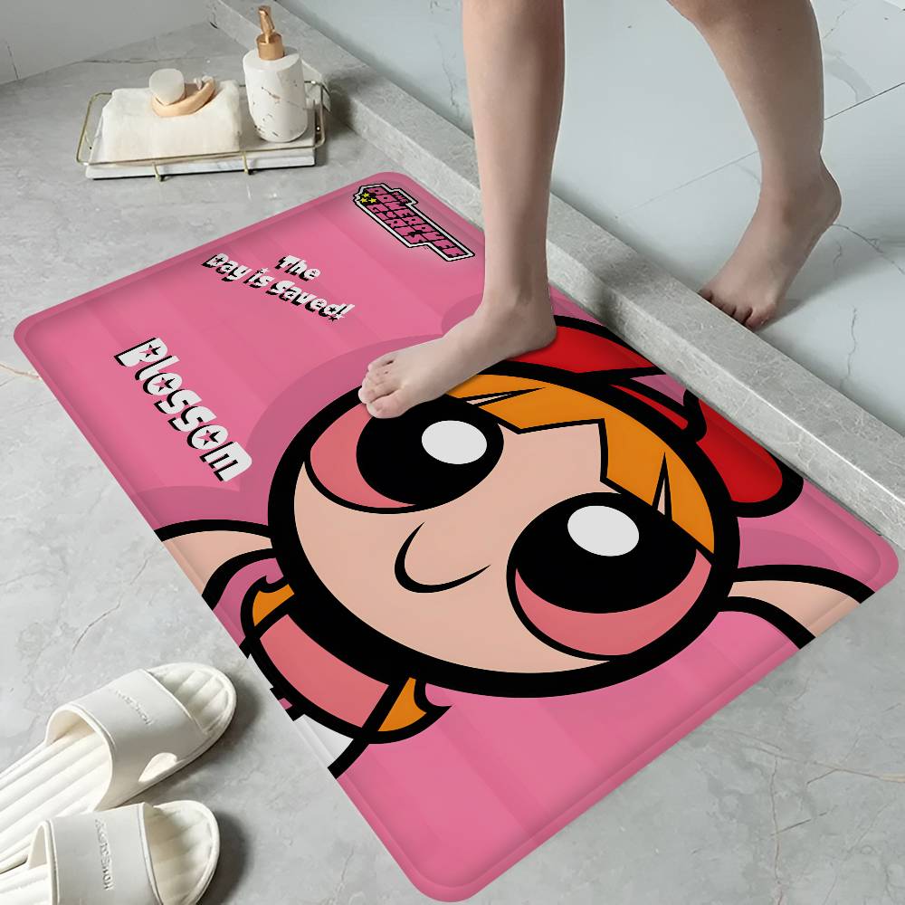 Cartoon P-Powerpuff G-Girl Niedliche Fußmatte INS Stil Weicher Schlafzimmerboden Haus Waschküchenmatte Rutschfeste Haushalts Teppiche