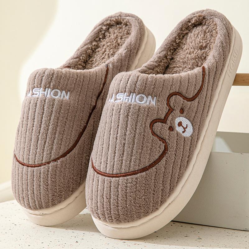Confinement cotton slippers women's winter 2023 new bag heel indoor home warmth plush cotton shoes women's winter
