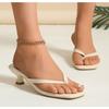 Summer New Soft Leather Square Toe Cat with Flip-flops Women Thin Belt Thin Heel Soft Sole Flip-flops Zapatos De Mujer