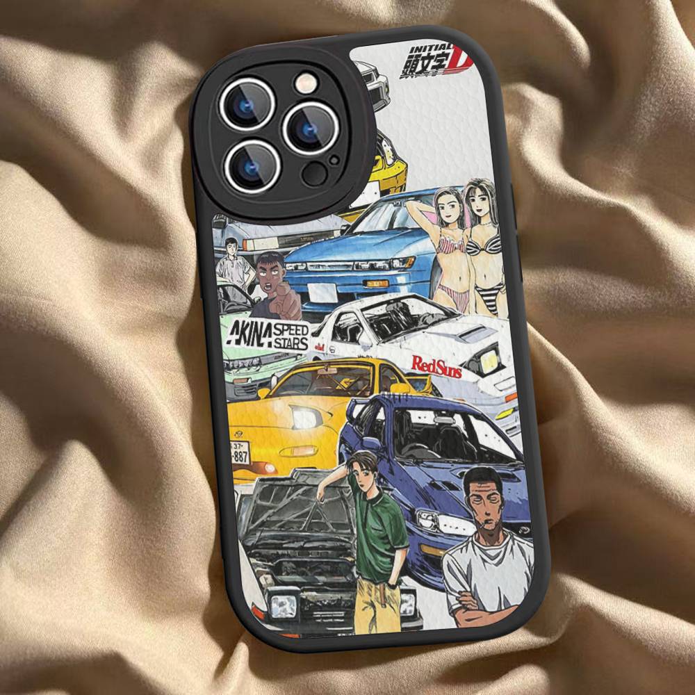 

Road Racing Anime I-Initial D Leather Phone Case For Iphone 16 15 14 Plus 13 12 11 Pro Max Case iPhone 14