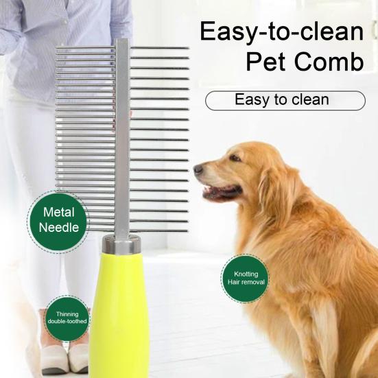 Pet Comb Double Row Design Pet Grooming Brush Gentle Cats Dogs Hair Removal Cleaning Comb Pet Supplies