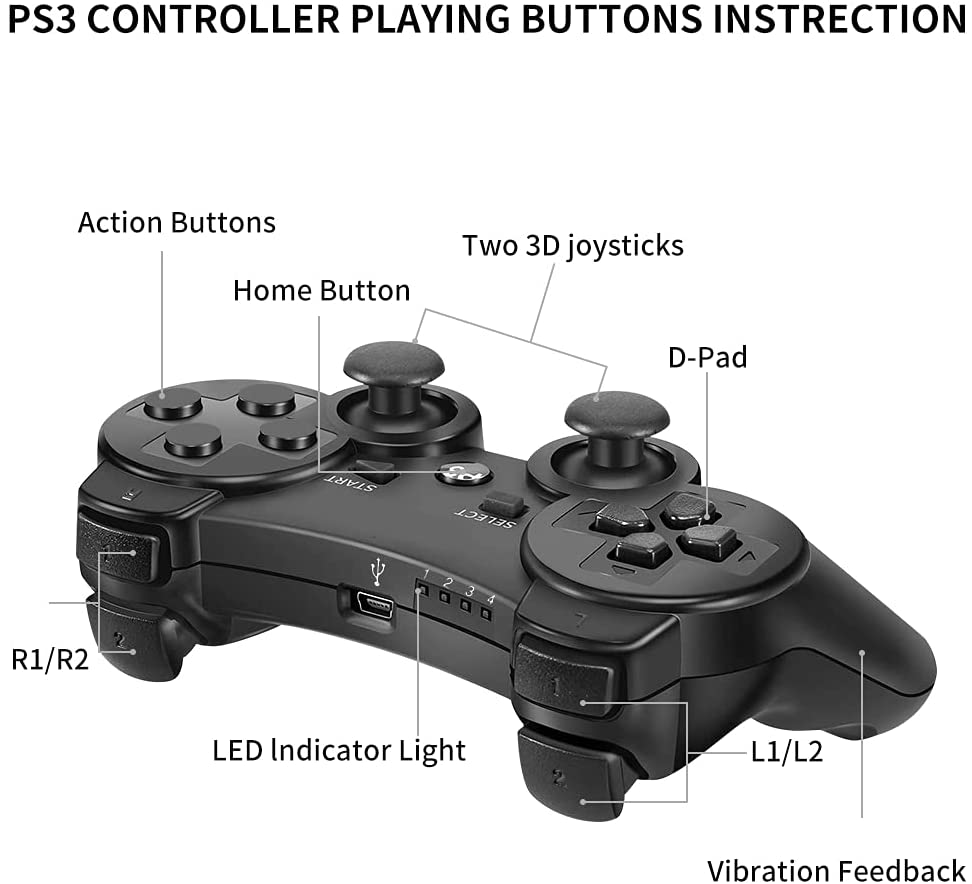 Wireless Bluetooth Game Controllers Game Gamepad Rechargeable with Motion-sensing system for Sony PS3 Playstation 3