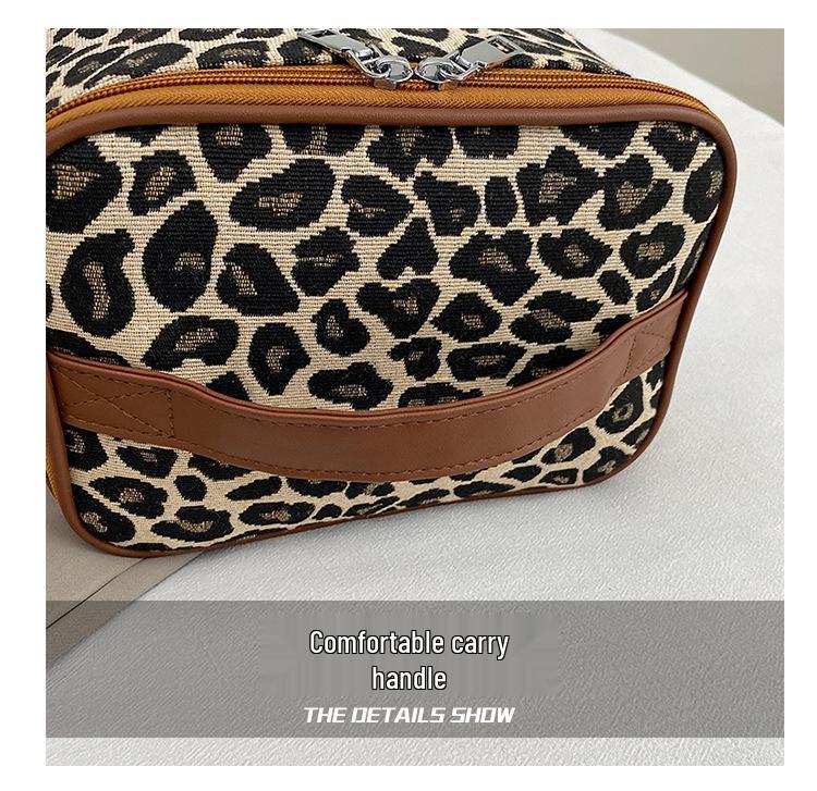 Chic Leopard Print Makeup Bag for Women, Large Capacity, Professional Storage, Aesthetic Travel Handbag