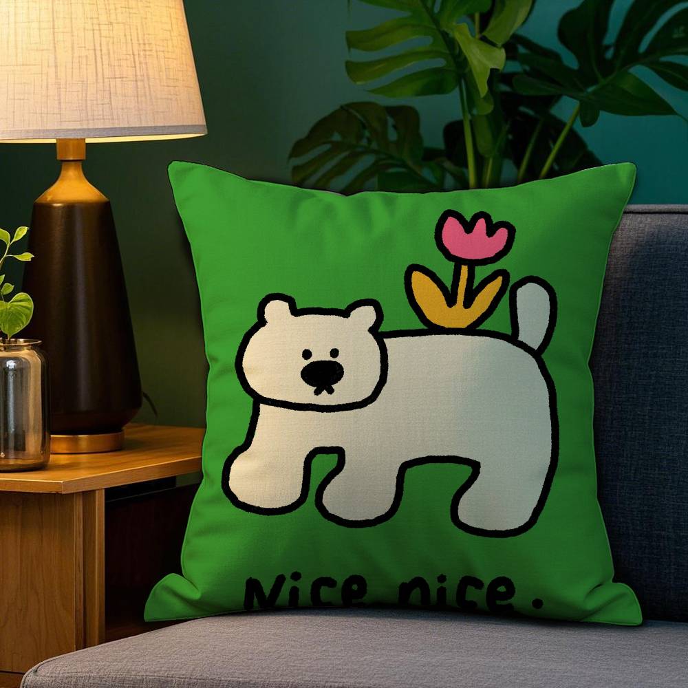 

Happy Dog Pillow Case Plush Fabric Soft Double Sided Print Home Sofa High Quality Cushion Cover Throw 12x12Inch