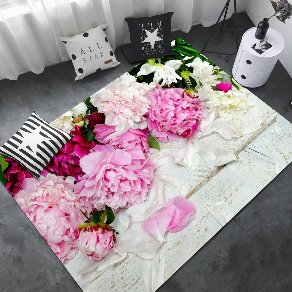 Różowo-fioletowy kwiat piwonii dywaniki pokojowe retro wielokrotny wybór dywan do salonu kuchni antypoślizgowy dywan powitalny