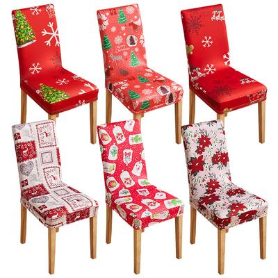 Christmas Chair Cover Digital Printing European And American Applicable High Chair Back Dining Chair Cover Atmosphere Decorative Elastic Chair Cover