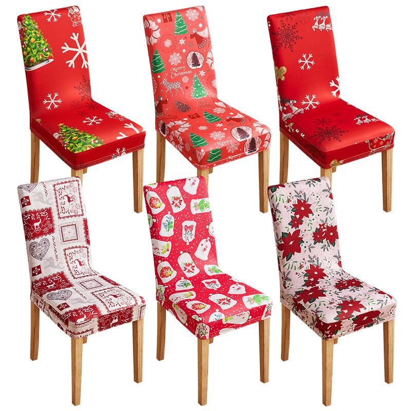 

Christmas Chair Cover Digital Printing European And American Applicable High Chair Back Dining Chair Cover Atmosphere Decorative Elastic Chair Cover Regular [Universal Size]