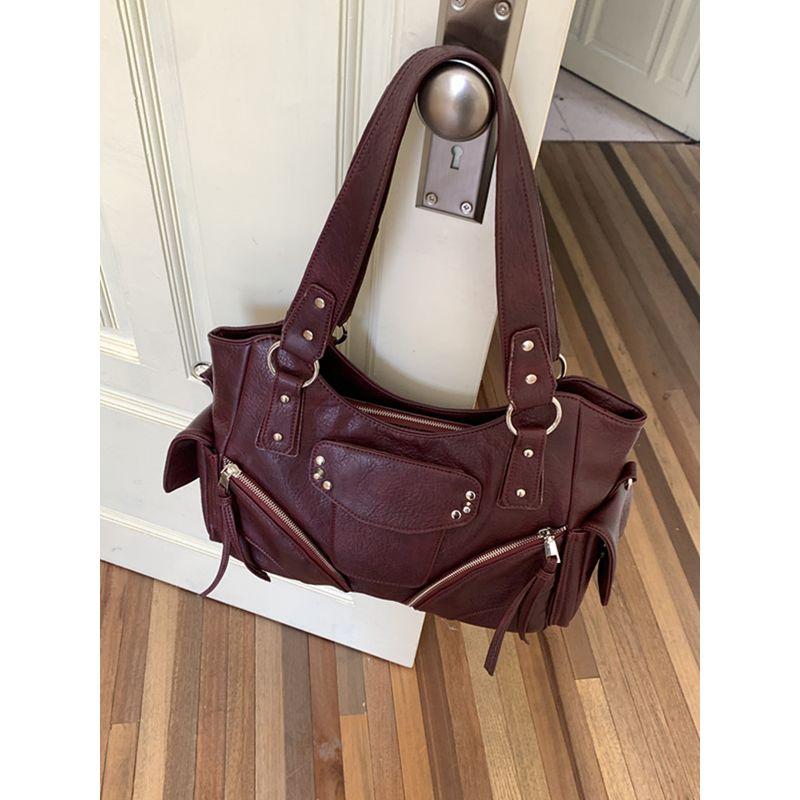 

Obesity Homemade South Korea Fancy Motorcycle Bag 2025 New Arrival Special-Interest Design Fashion One-Shoulder Tote Messenger Bag for Women