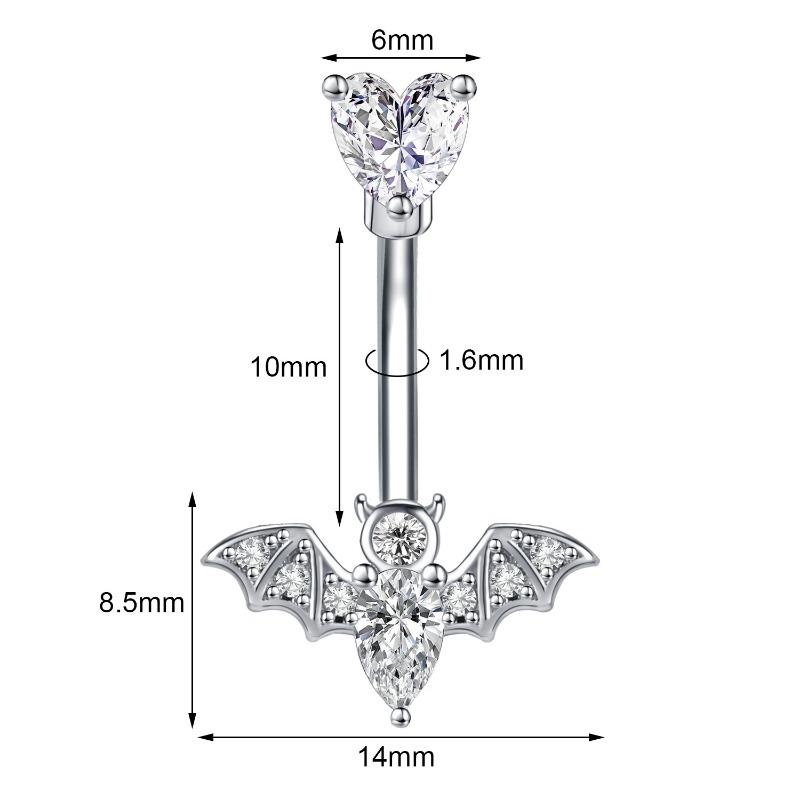 

New stainless steel bat belly button ring, personalized snake shaped belly button buckle, fashionable skull piercing accessory
