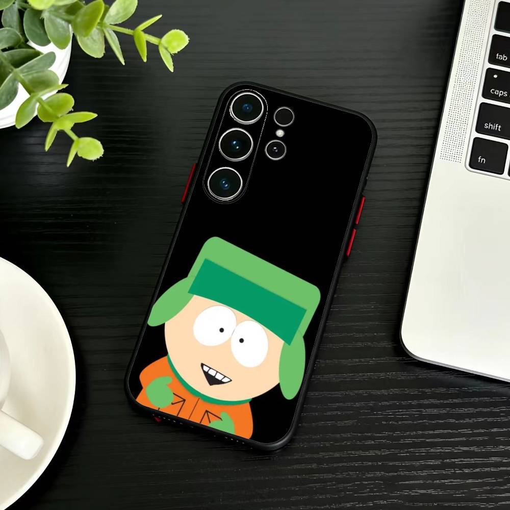 M-South P-Park Cartoon Phone Case For Samsung S26,S25,S24,S23,S22,S21,S20,Ultra,Plus,FE Black Soft Cover