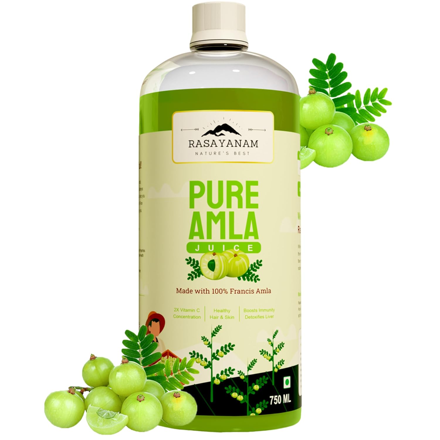

Rasayanam Pure Amla Juice Healthy Hair & Skin Immunity Booster Vitamin C | 750ml 1.6lbs