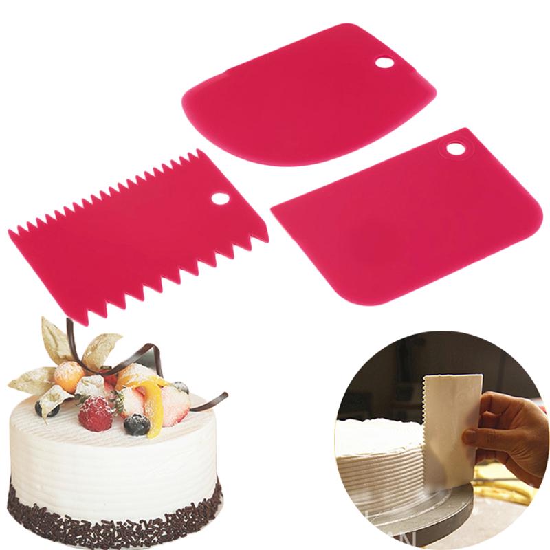 3PCS/Lot Plastic Dough Knife Icing Fondant Scraper Cake Decorating Baking Tool
