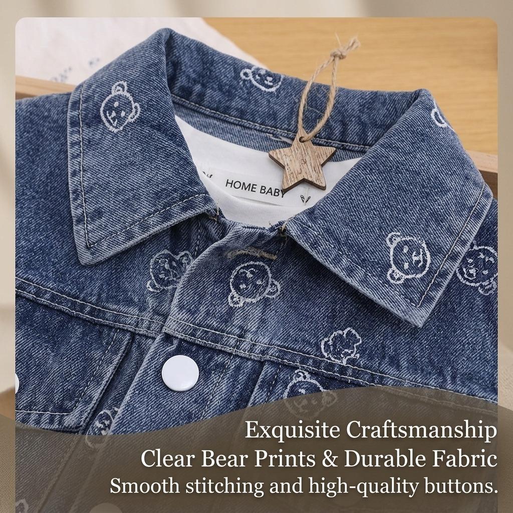 New Summer Outfit For Children: Stylish Girls' Denim Jacquard Short-Sleeve Three-Piece Set For Toddlers And Young Children