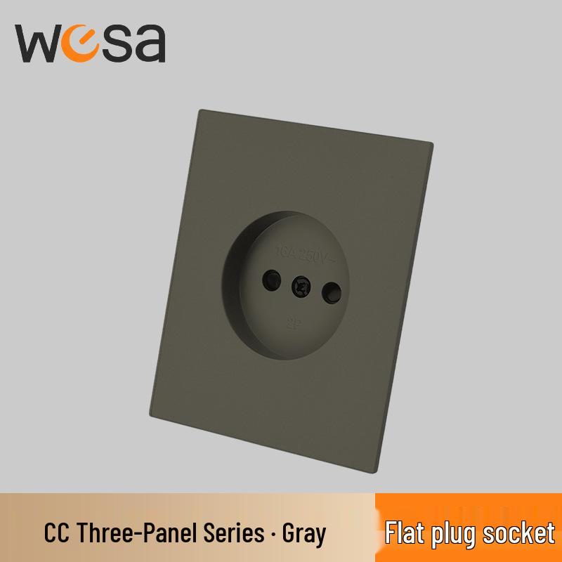 CE-Certified European Type E Socket for Germany & France, One/Two-way Switch Panel, Two-hole Design
