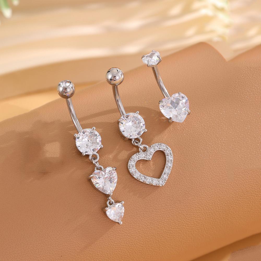 

3-9pcs/lot Gold Color Heart Butterfly Belly Button Rings Belly Piercing Sets Stainless Steel Dangled Flower Opal Navel Piercings
