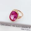 Purple Gold Pink Stone Ring Fashion Rose Gold Plated Luxury Atmospheric Oval Ring