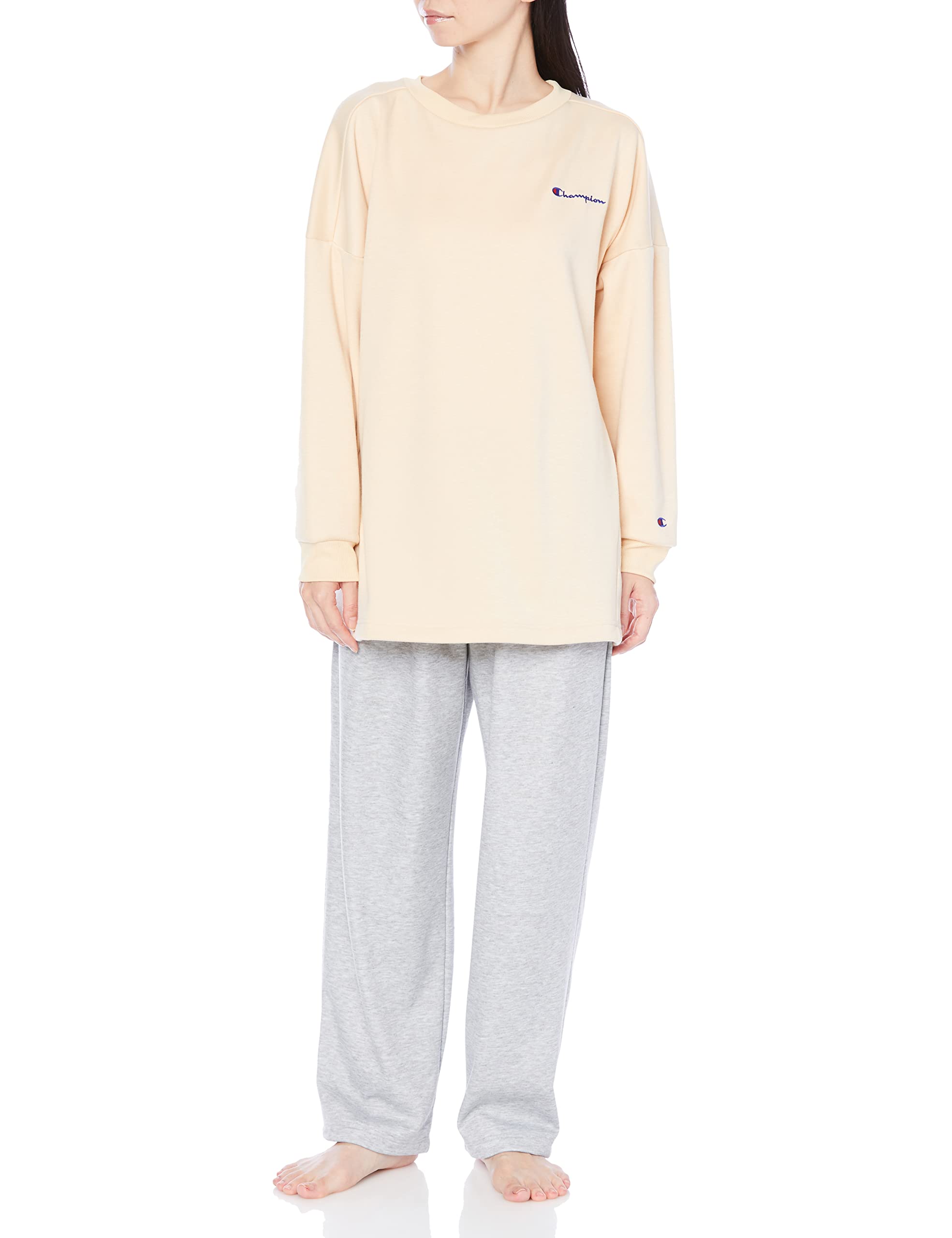 

Champion Long Sleeve Loungewear with Fleece Size L Women s Lining, Cream, кремовый