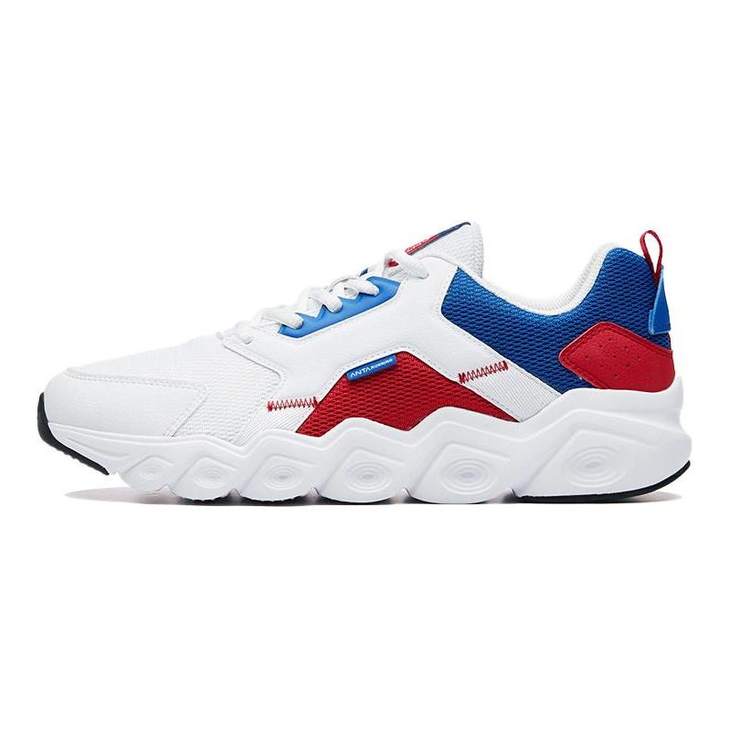 Anta Comfortable Cushioning Slip Resistant Abrasion Resistant Breathable Low Top Running Shoes Men's White Blue Red 111935524R-1