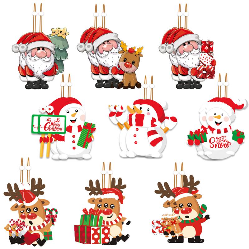2025 Wooden Santa Claus Pendant Merry Christmas Decorations For Home Navidad Elk Snowman Ornaments Xmas Tree Decor Noel New Year