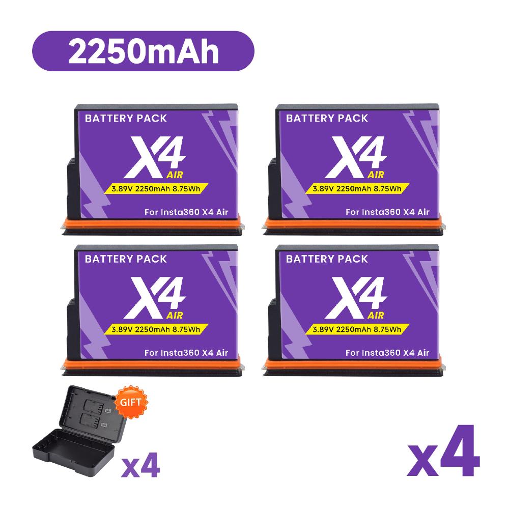2250mAh Battery for Insta360 X4 Air, 8.75Wh Replacement Battery with Fast Charger for Insta 360 X4 Air Action Camera Accessories