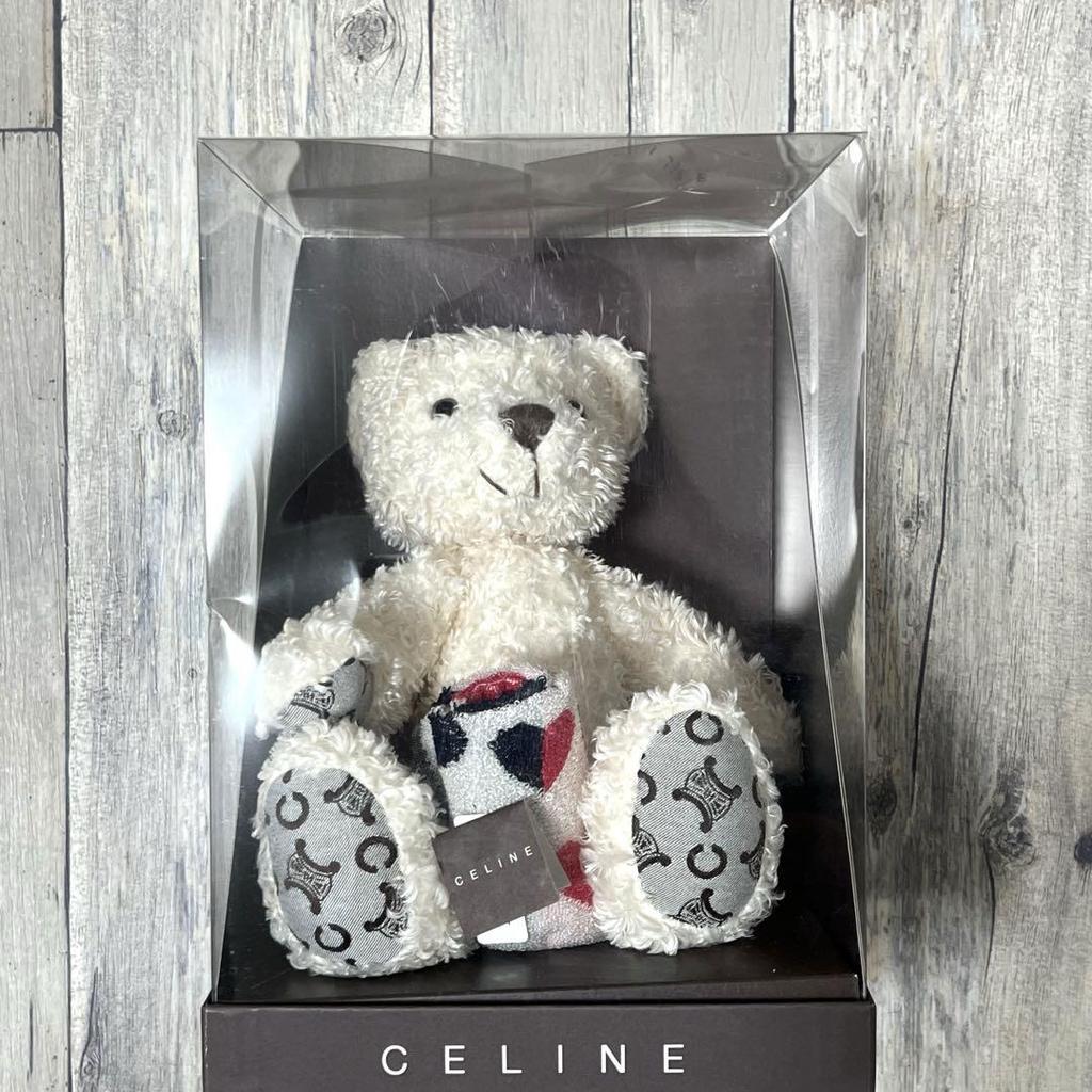 [USED] CELINE Teddy Bear, White, Macadam