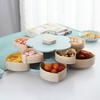 Rotating Fruit Plate with Lid 10 Divided Compartments Easy to Clean Snacks Dips Party Appetizers Plastic Snack Tray
