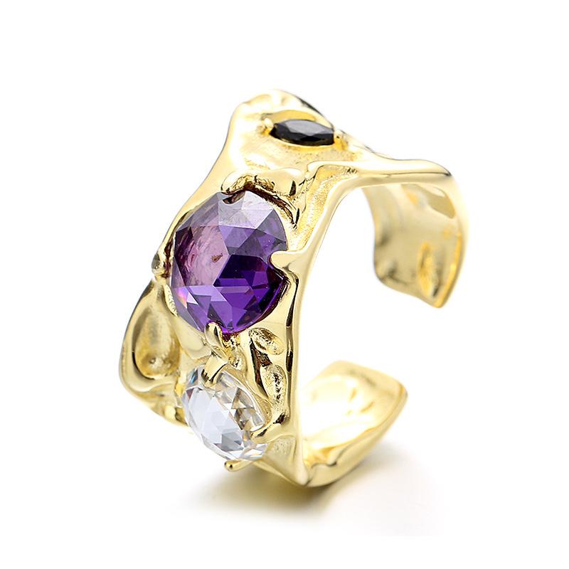 

Серебряное кольцо с инкрустацией цирконом Adjustable opening золотой