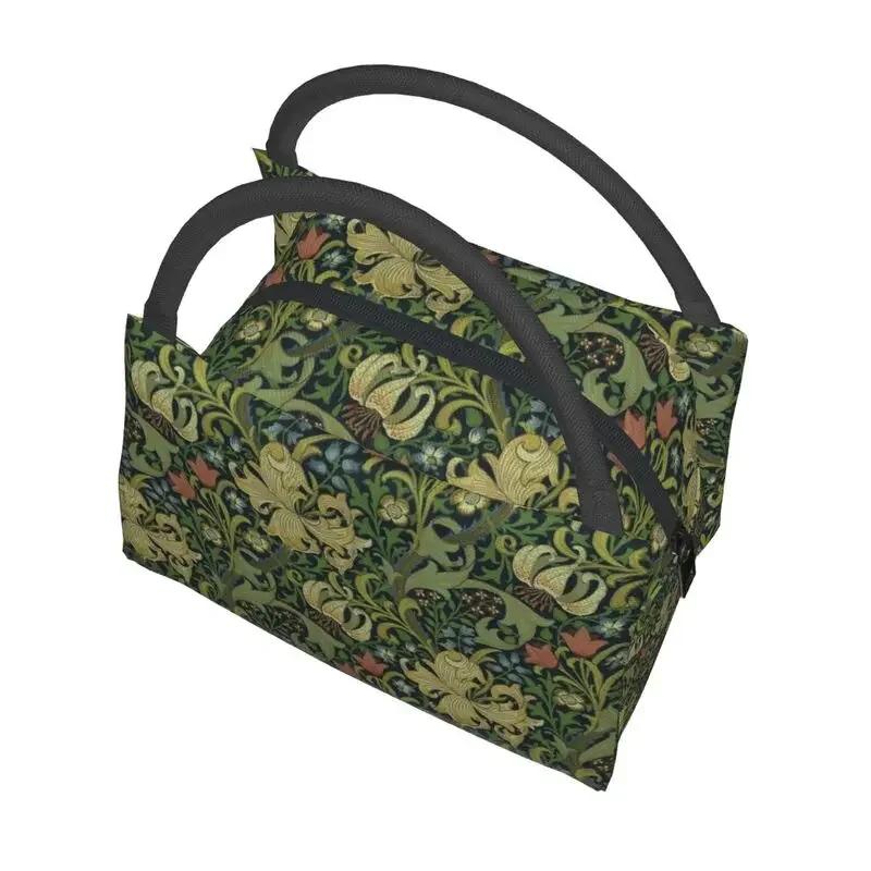 William Morris Insulated Lunch Bag for Outdoor Picnic Floral Textile Pattern Waterproof Thermal Cooler Lunch Box Women