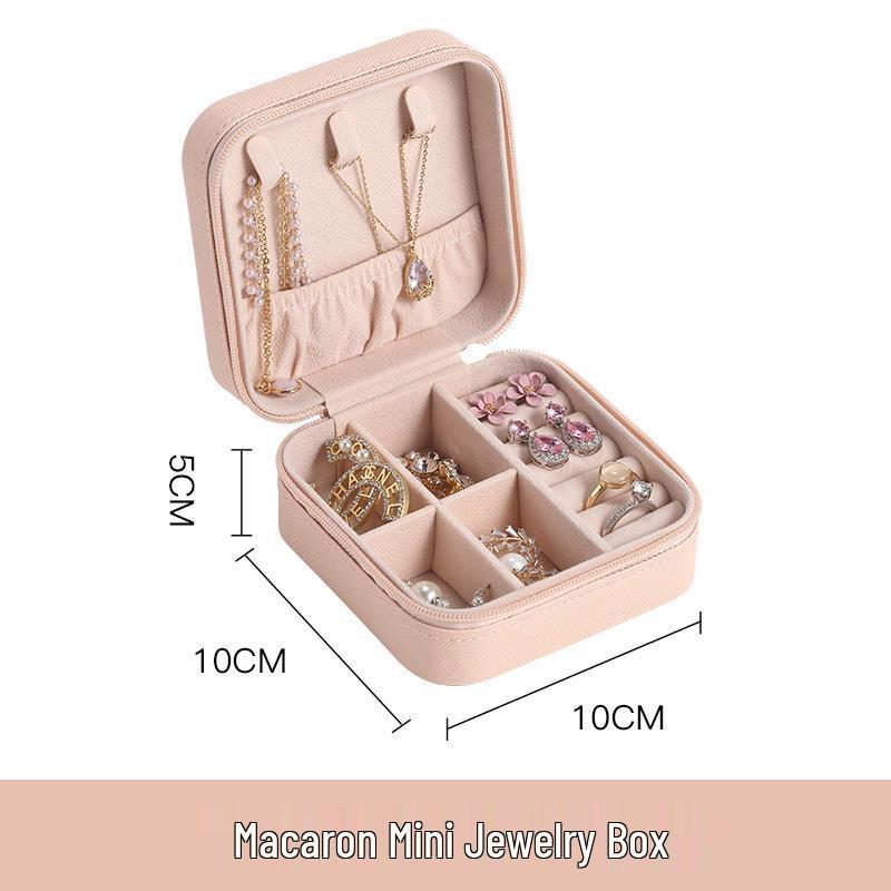 Compact Travel Jewelry Box for Necklaces & Earrings, Mini PU Storage Container