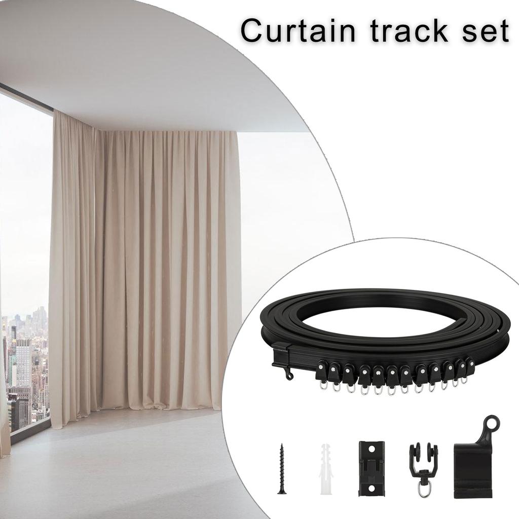 Multipurpose 5 Meter Ceiling Mount Curtain Rails Kits with Rollers Set for Privacy and Window Treatments Home and Office