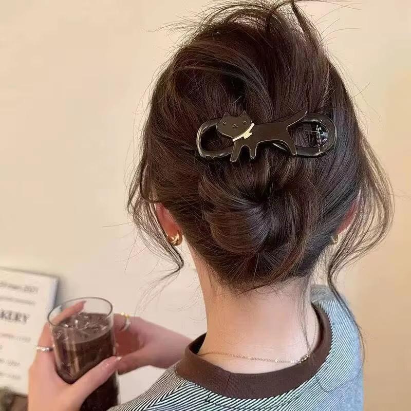 Fashion Leopard Print Twist Hair Clips Pu-Leather Hairgrips Korean Simple Cartoon Cat Hairpins Barrettes Girls Hair Accessories Gift