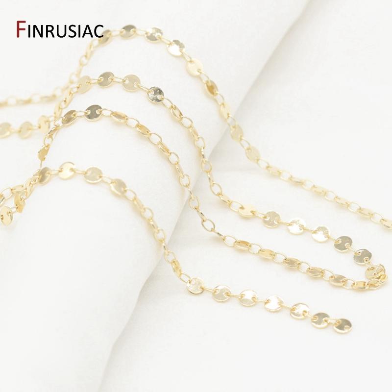 

14k Gold Plated Brass Disc Chain Handmade DIY Necklace Bracelet Materials Wholesale Chains Jewellery Making Findings Length 1 meter