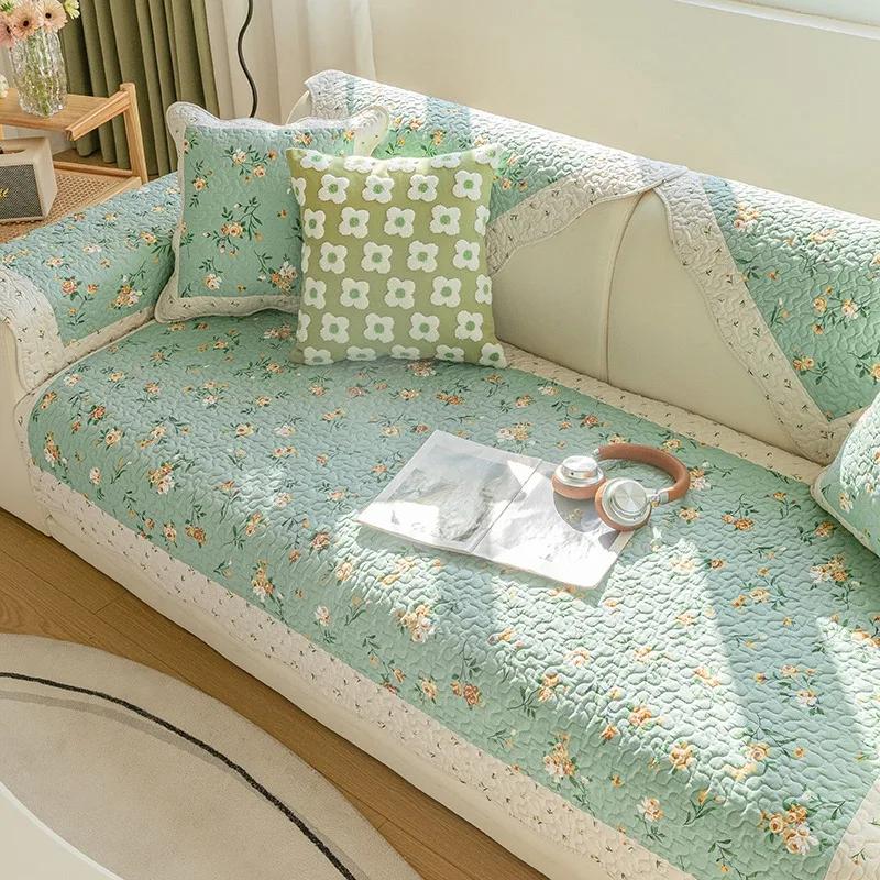 

Rural Style Sofa Cushion Cotton Four Seasons Universal Fabric Non-slip Modern Simple Double-sided Embroidery Nordic Towel Cover 70x70