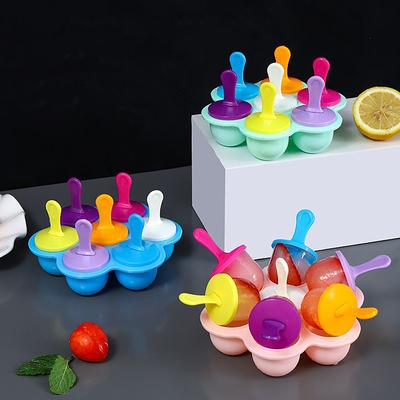 7 Holes Diy Ice Cream Pops Silicone Mold Ice Cream Ball Maker Popsicles Molds Baby Fruit Shake Home Kitchen Accessories Tool