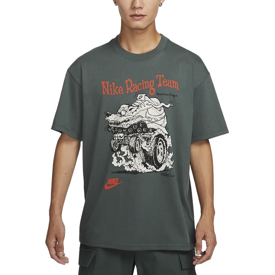 

Nike Max90 Sportswear Свободная футболка с принтом буквенного узора, круглым вырезом и короткими рукавами для мужчин, зеленый HQ3671338 L
