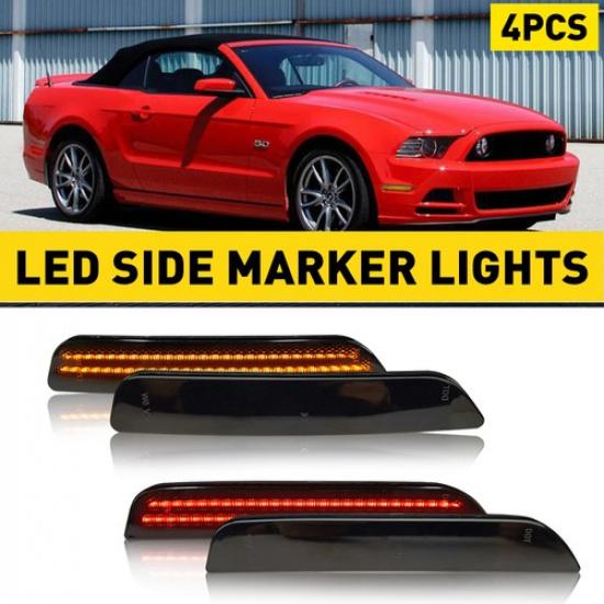 White 2/4X Red LED & Front Side Marker Rear Lights For 2010-2014 Ford Mustang GT