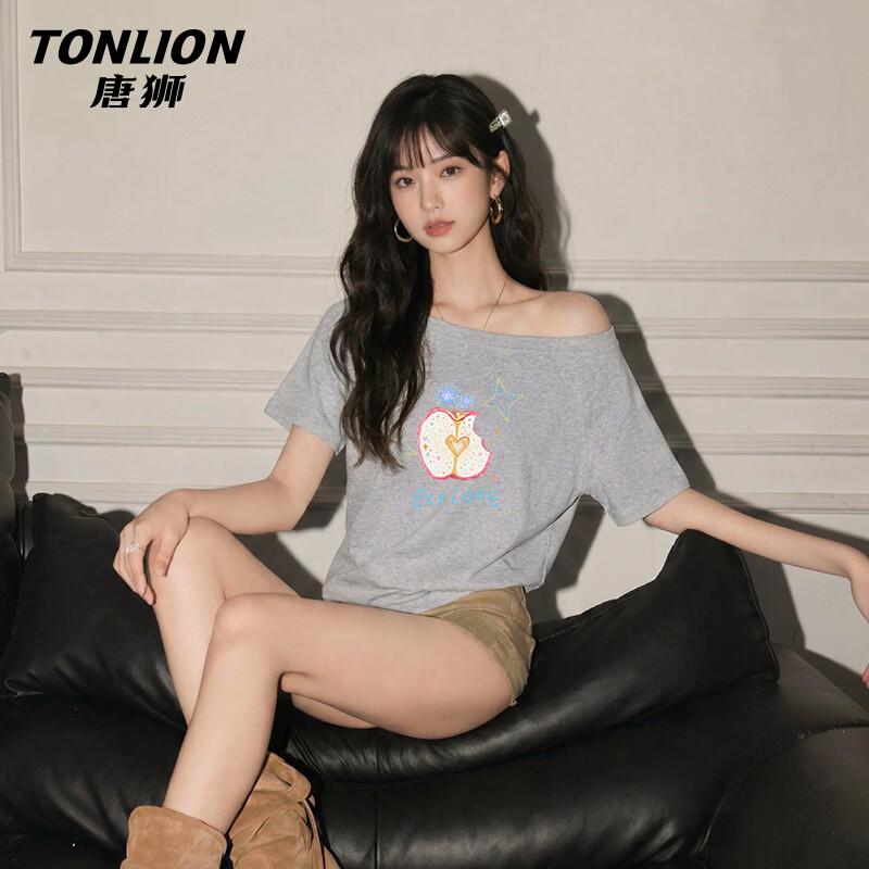 TonLion Women's Off-Shoulder Short Sleeve T-Shirt