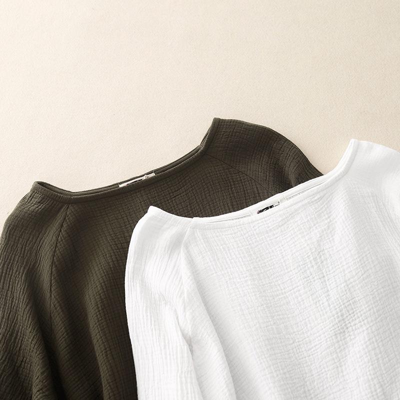 2025 spring new retro beautiful medium solid color square neck dress women's loose and thin long-sleeved temperament long dress