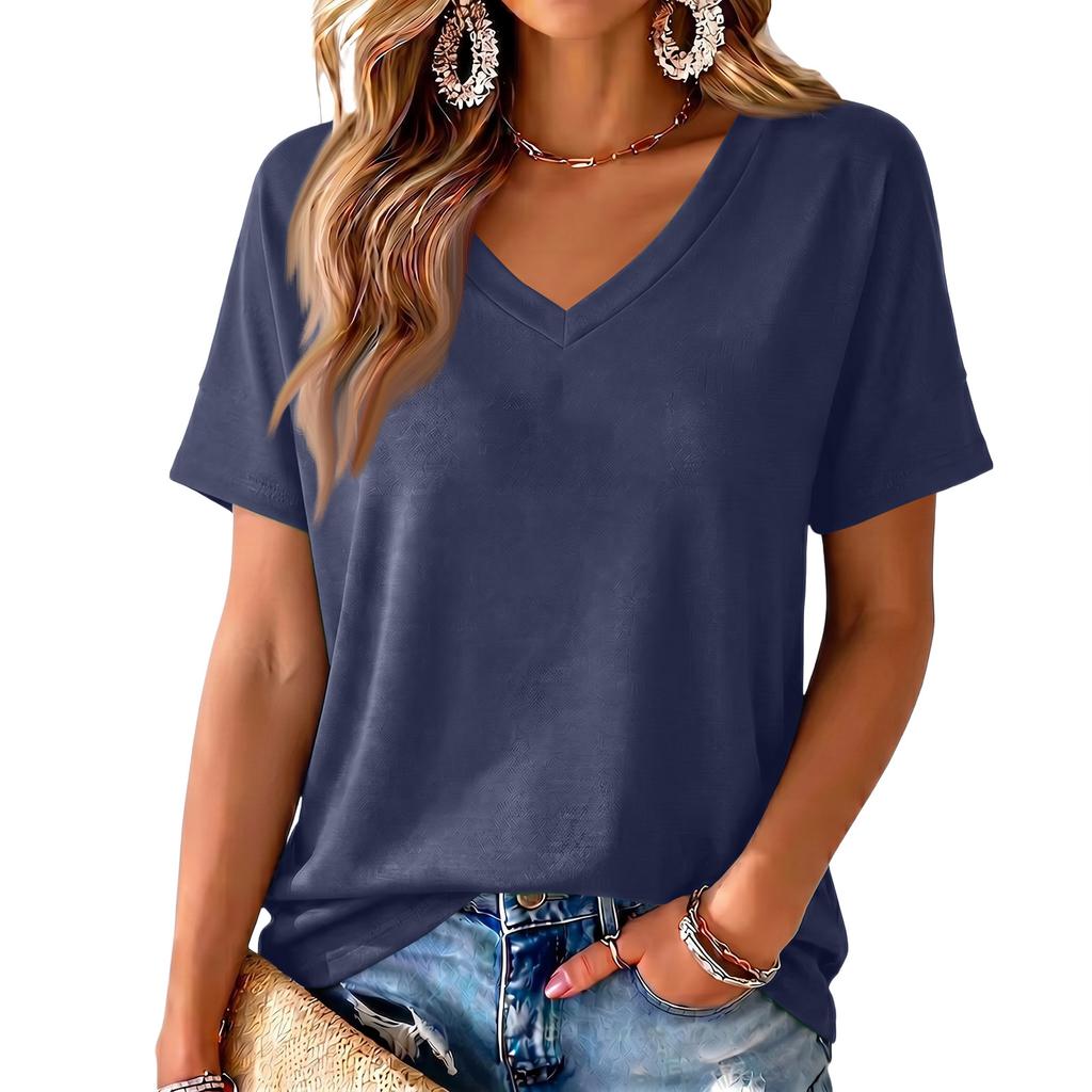 Women's V-Neck Printed Blouse, Lightweight Spring Summer Top