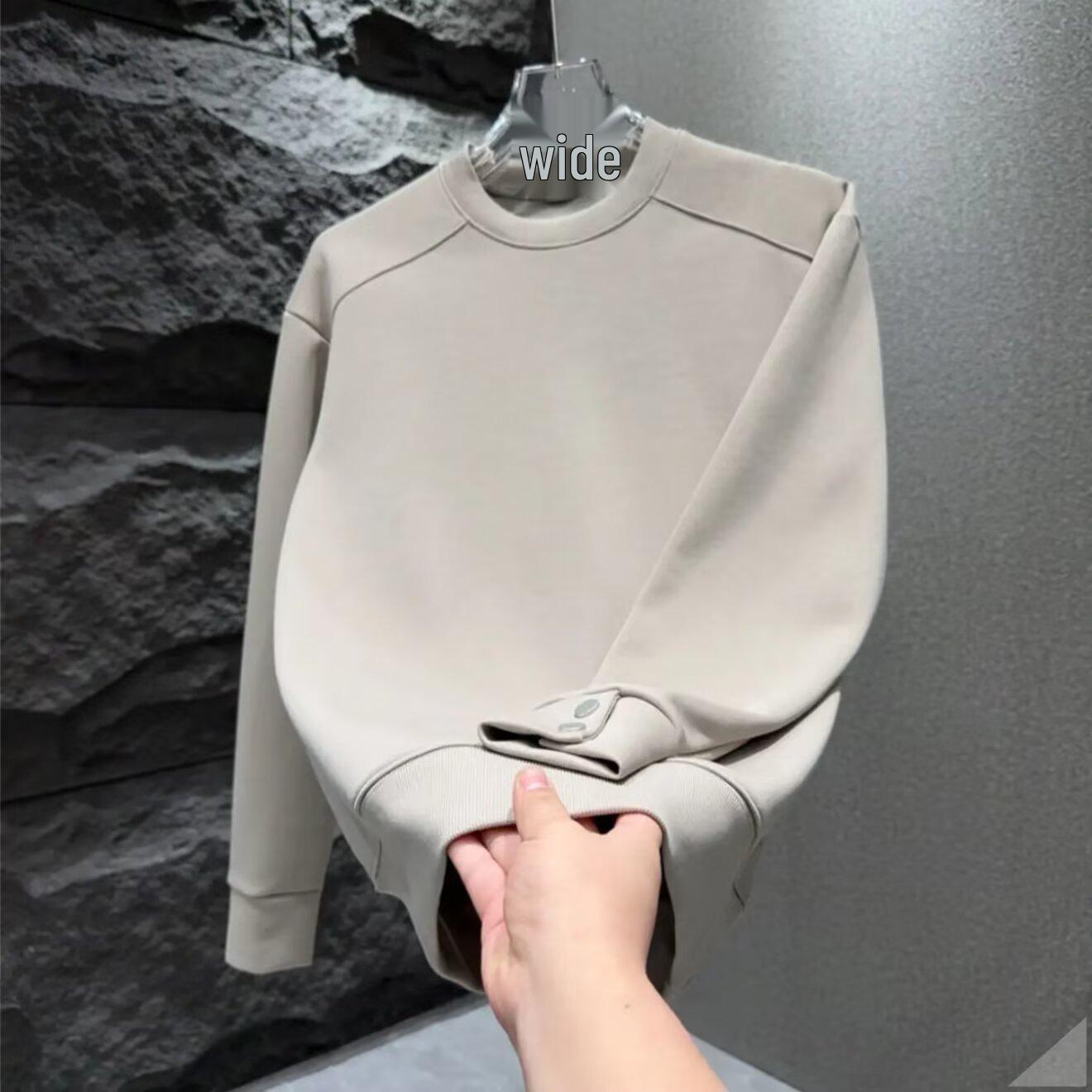 

Autumn Men s Trendy Patchwork Round Neck Long Sleeve Hoodie - Luxury, Breathable, Versatile Top Large хакі