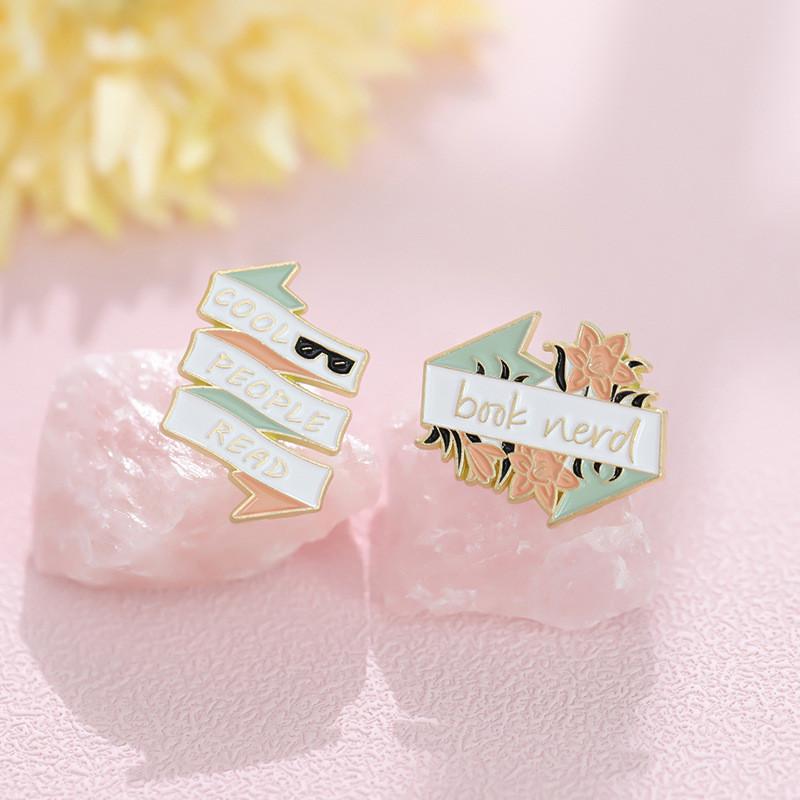 Alloy Stylish Brooch With Playful Cartoon Flowers And Letters Perfect For Unique Fashion Statements