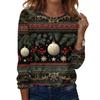 Women's Fashion Casual H Printed V-Neck Long Sleeve Decorative Button T-Shirt Tops