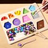 Children's Wooden Early Education Clip Bead Game, Shape Color Cognition Exercise Hand-eye Coordination Educational Toy