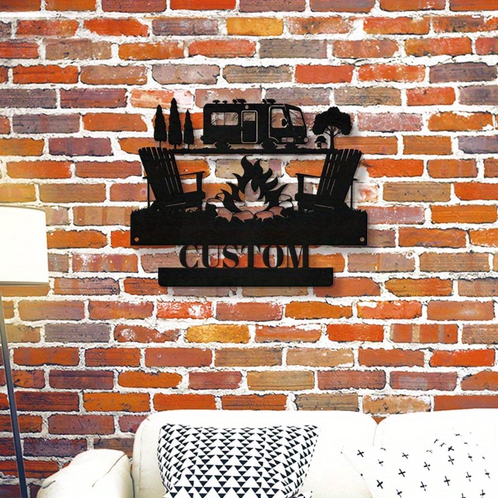 Personalized Campfire Metal Wall Art, Custom Name Sign for Outdoor Camping Decor, Durable Iron Fire Pit Sign
