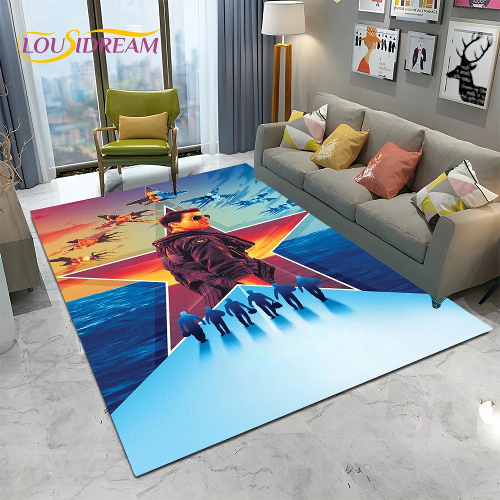 Classic Movie Top Gun Sign Tom Cruise Carpet Rug for Home Living Room Bedroom Sofa Doormat Decor,kid Area Rug Non-slip Floor Mat